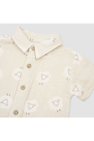 Baby Boy Muslin Beige Shirt - 9