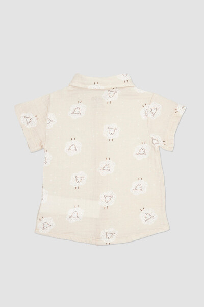 Baby Boy Muslin Beige Shirt - 2