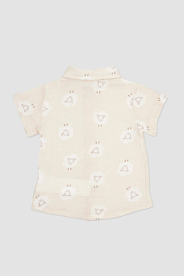 Baby Boy Muslin Beige Shirt - 2