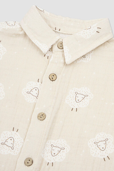 Baby Boy Muslin Beige Shirt - 3