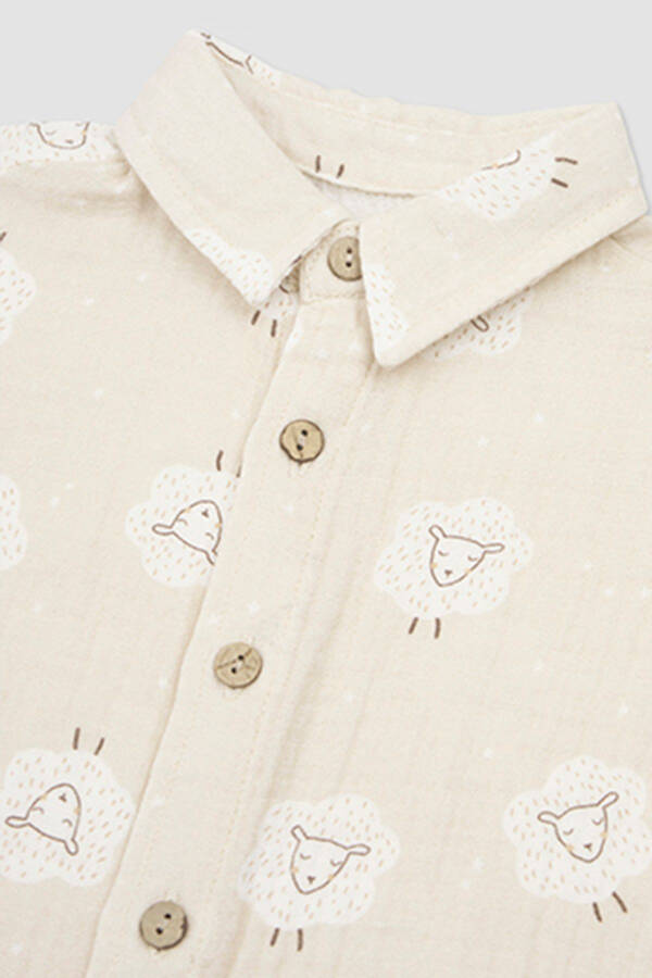 Baby Boy Muslin Beige Shirt - 3