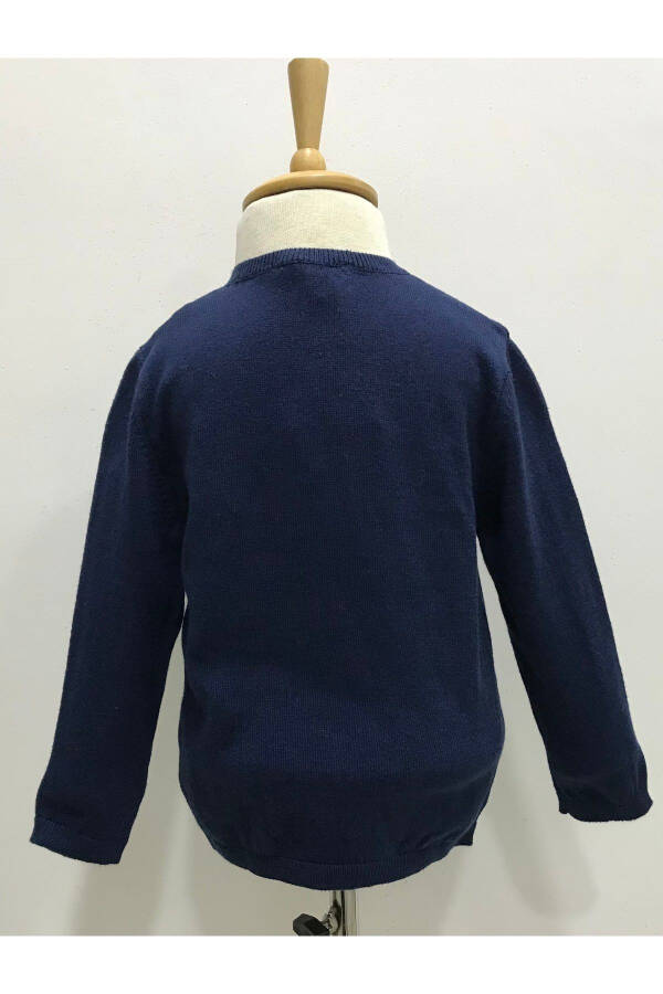 Baby Boy Navy Blue Button-Front Knit Cardigan - 2