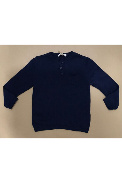Baby Boy Navy Blue Button-Front Knit Cardigan - 4