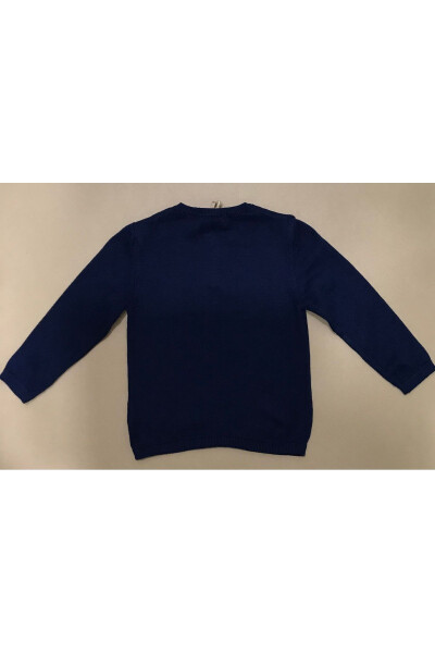 Baby Boy Navy Blue Button-Front Knit Cardigan - 5