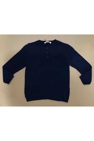 Baby Boy Navy Blue Button-Front Knit Cardigan - 4