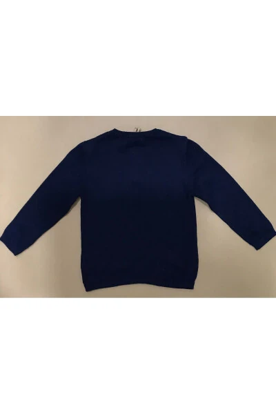 Baby Boy Navy Blue Button-Front Knit Cardigan - 5