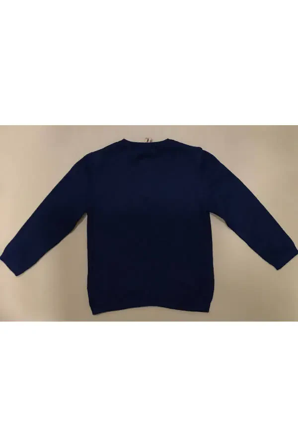 Baby Boy Navy Blue Button-Front Knit Cardigan - 5