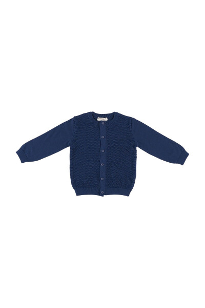 Baby Boy Navy Blue Knit Cardigan - 10