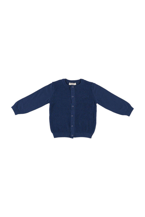 Baby Boy Navy Blue Knit Cardigan - 7