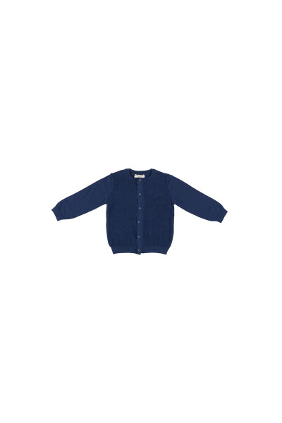 Baby Boy Navy Blue Knit Cardigan - 4