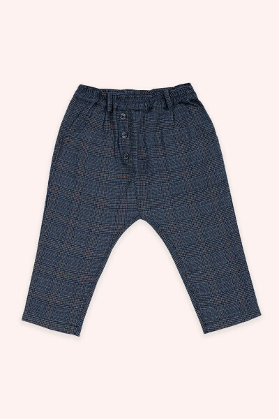 Baby Boy Navy Plaid Pants - PANÇO