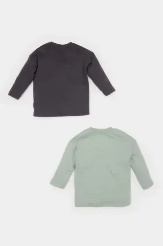 Baby Boy Newborn Crew Neck Printed T-Shirt - 4