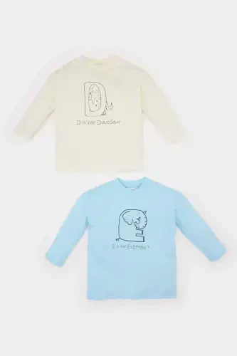 Baby Boy Newborn Crew Neck Printed T-shirt - 1