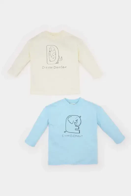 Baby Boy Newborn Crew Neck Printed T-shirt - 1