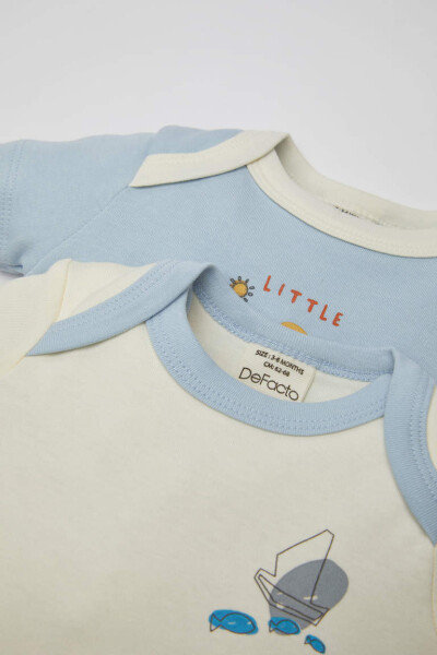 Baby Boy Newborn Envelope Neck 2-Pack Printed Short Sleeve T-Shirt Light Blue - 2