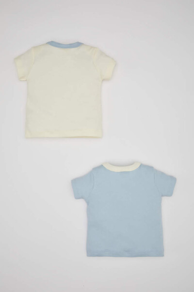 Baby Boy Newborn Envelope Neck 2-Pack Printed Short Sleeve T-Shirt Light Blue - 4