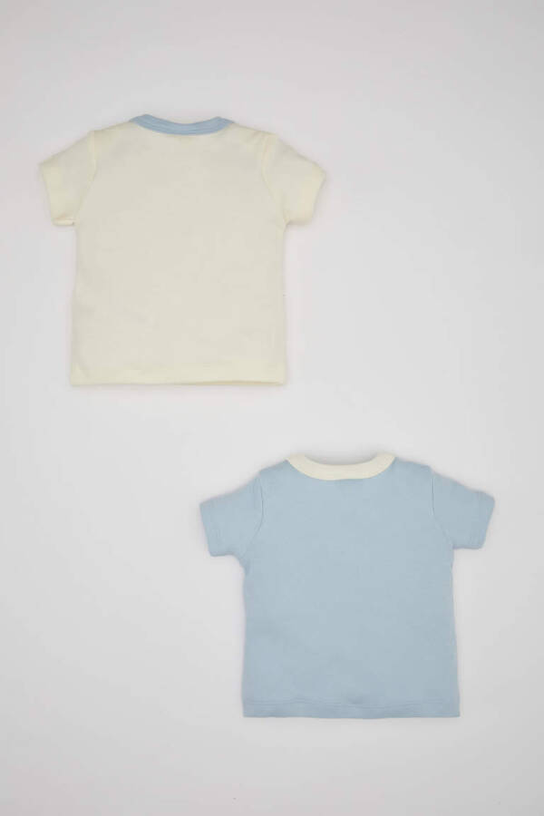 Baby Boy Newborn Envelope Neck 2-Pack Printed Short Sleeve T-Shirt Light Blue - 4