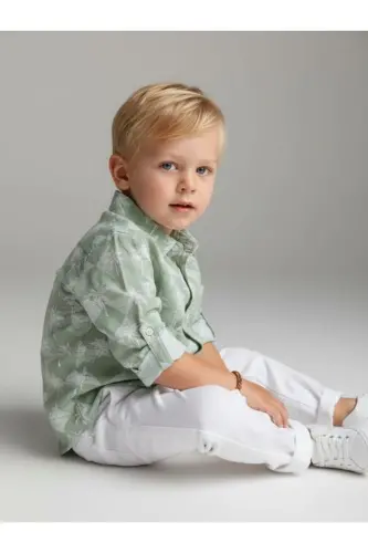 Baby Boy Palm Print Shirt - 4