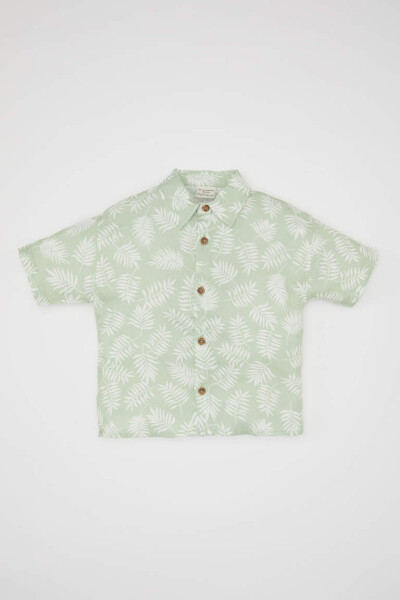 Baby Boy Patterned Short Sleeve Shirt Mint - 1