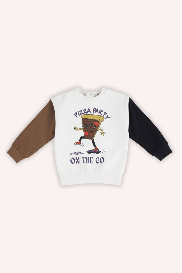 Baby Boy Printed Ecru Sweatshirt - 1
