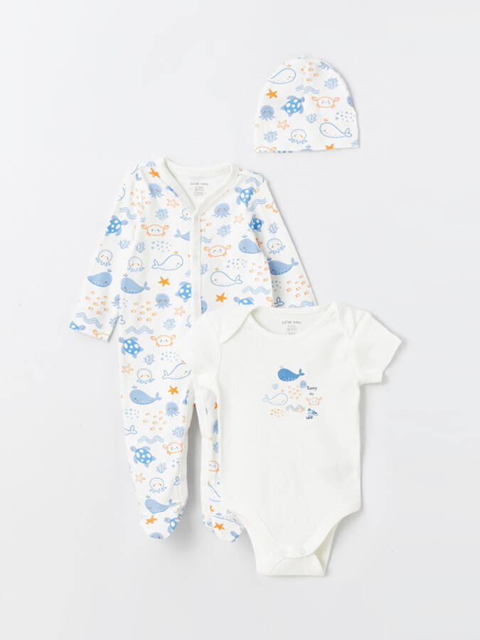 Baby Boy Printed Hospital Discharge Set with Bicycle Collar - 6