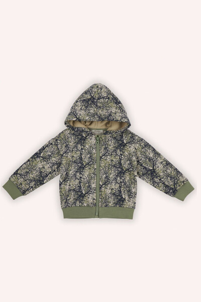 Baby Boy Printed Zippered Beige Sweatshirt - PANÇO