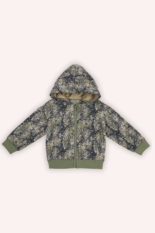 Baby Boy Printed Zippered Beige Sweatshirt - 1