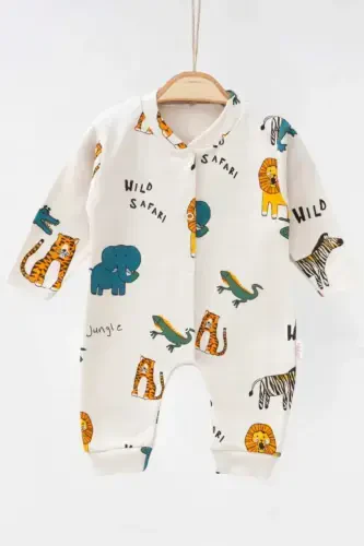 Baby Boy Safari Print Snap-Closure Newborn Baby Romper 100% Cotton Flexible 1-3-6 Months-SAFARI - 5