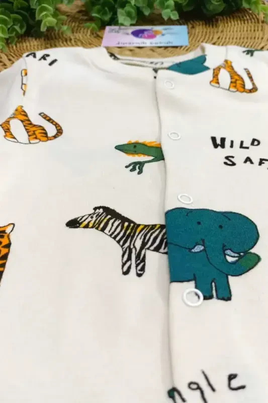 Baby Boy Safari Print Snap-Closure Newborn Baby Romper 100% Cotton Flexible 1-3-6 Months-SAFARI - 7