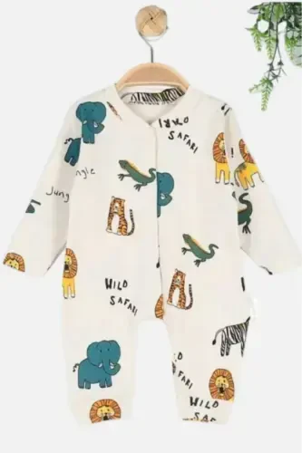 Baby Boy Safari Print Snap-Closure Newborn Baby Romper 100% Cotton Flexible 1-3-6 Months-SAFARI - 8