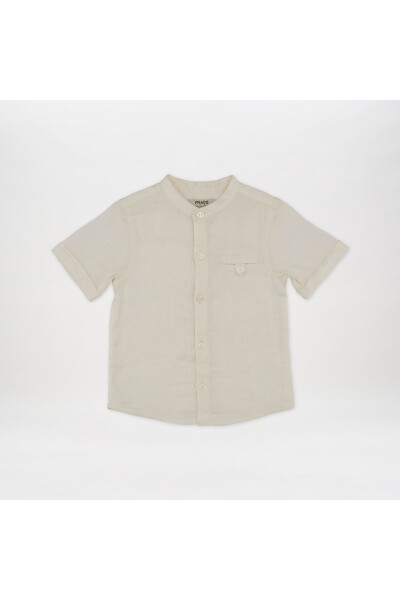 Baby Boy Short Sleeve Beige Shirt - 7