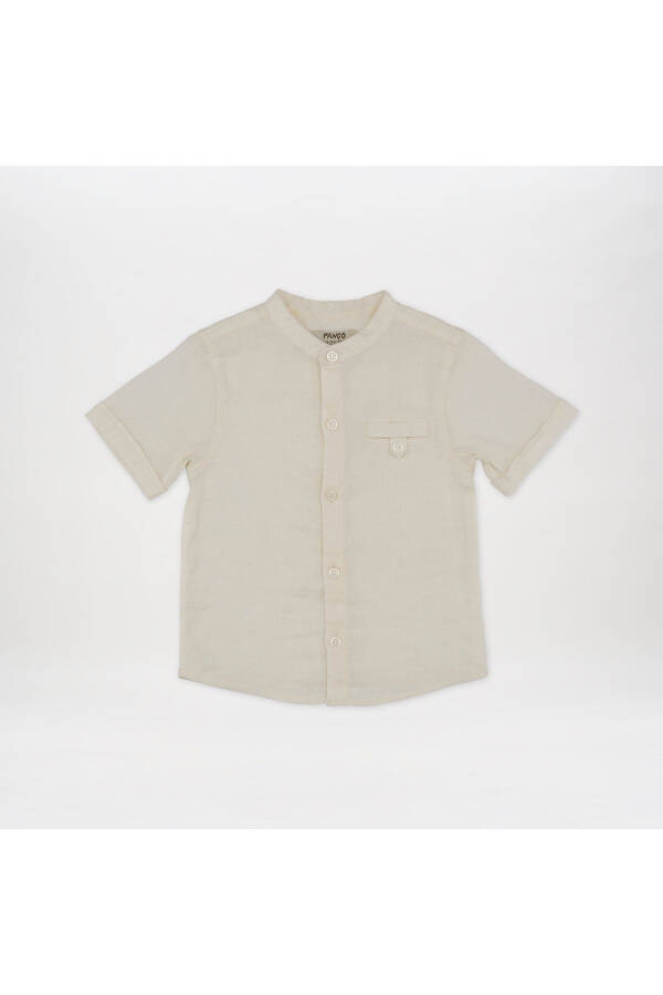 Baby Boy Short Sleeve Beige Shirt - 7