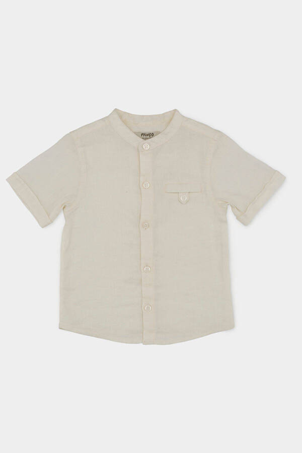 Baby Boy Short Sleeve Beige Shirt - 1