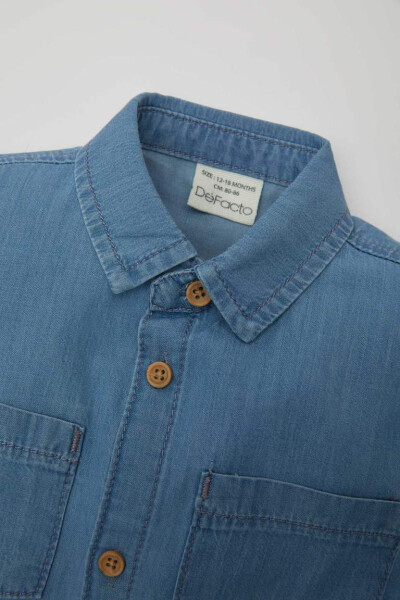 Baby Boy Short Sleeve Jean Shirt Light Blue - 2