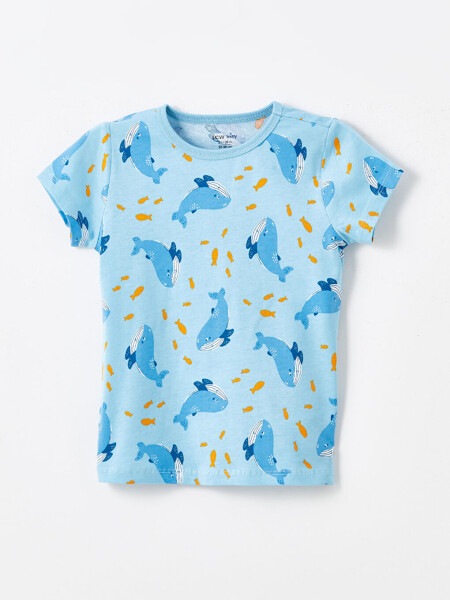 Baby Boy Short Sleeve Printed T-Shirt with Bike Collar - 1