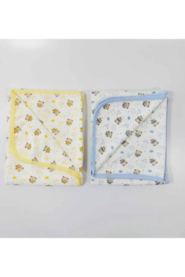 Baby Boy Single Layer Hooded Swaddled 100% Cotton 2 Pack Blanket 80x90 Cm - 3