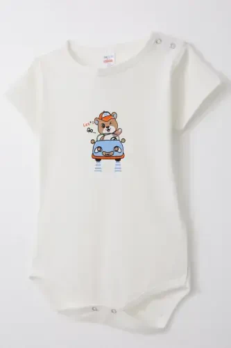 Baby Boy Snap Bodysuit Happy Driver Teddy Bear - 3