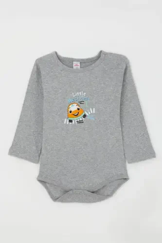 Baby Boy Snap Bodysuit Little Repairman 9 Months-3 Years, Dark Gray Melange-Dark Gray Melange - 1