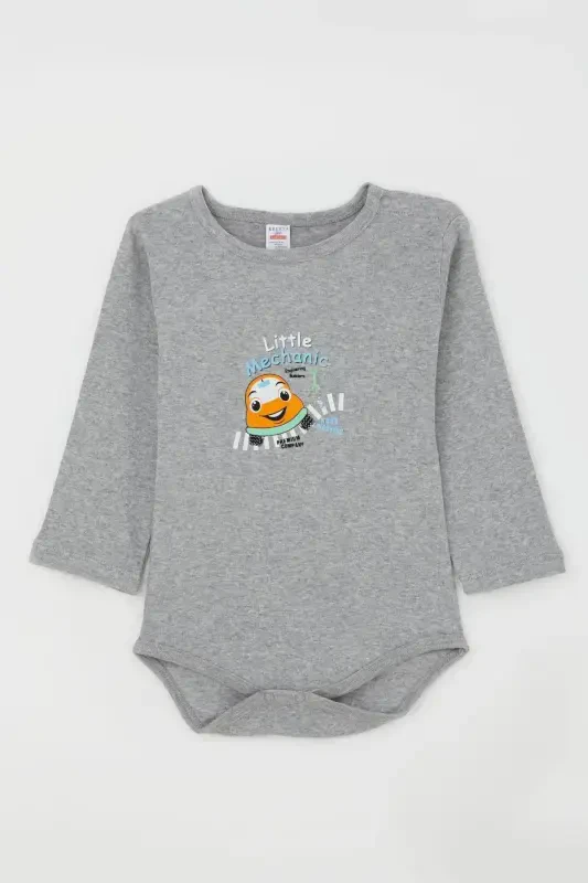 Baby Boy Snap Bodysuit Little Repairman 9 Months-3 Years, Dark Gray Melange-Dark Gray Melange - 1