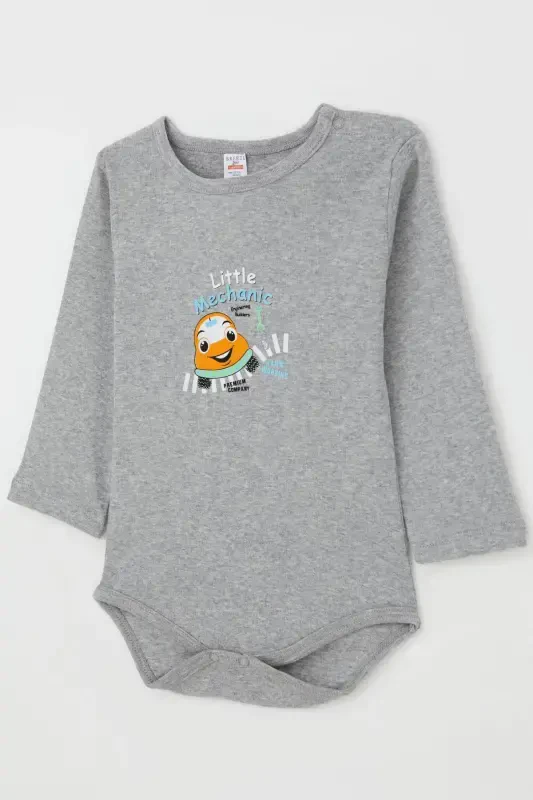 Baby Boy Snap Bodysuit Little Repairman 9 Months-3 Years, Dark Gray Melange-Dark Gray Melange - 3