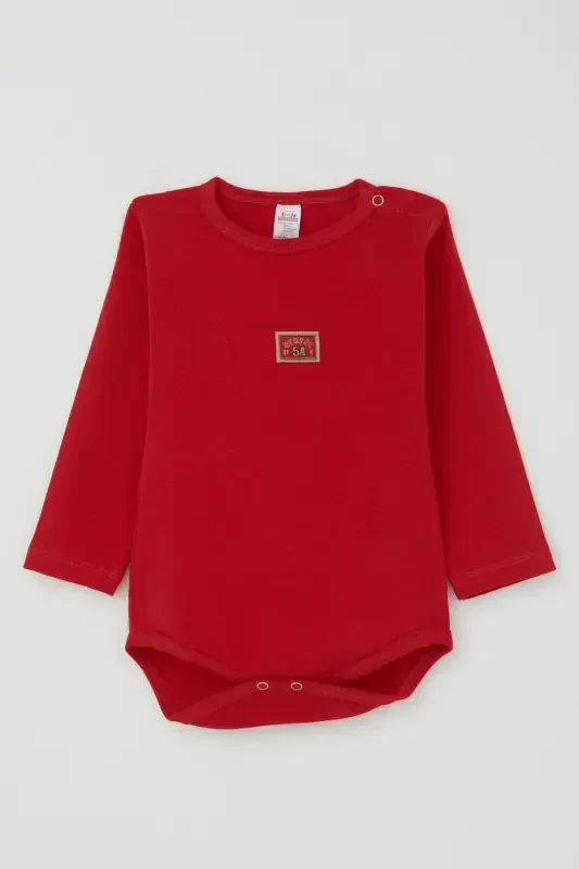 Baby Boy Snap Bodysuit Romper Letter Printed 9 Months-3 Years, Red-Red - BREEZE