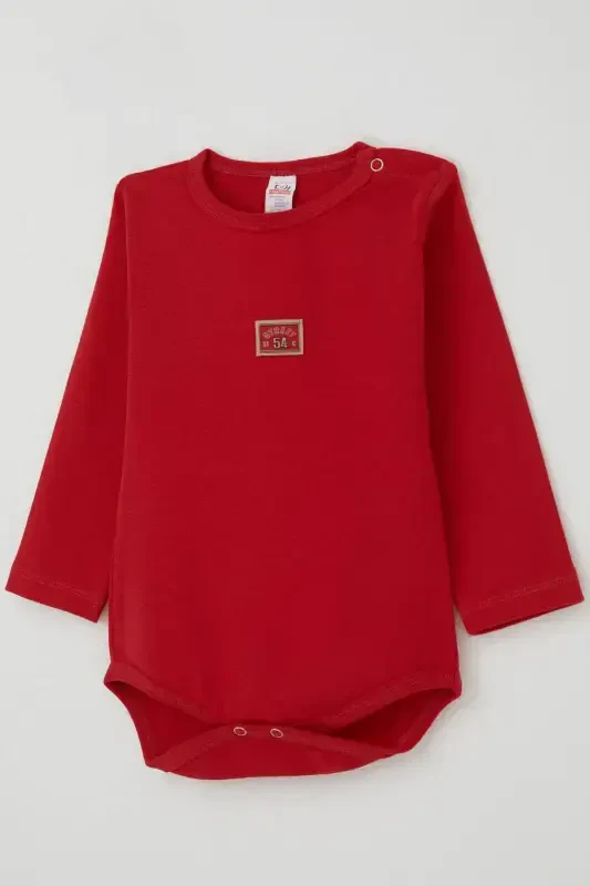 Baby Boy Snap Bodysuit Romper Letter Printed 9 Months-3 Years, Red-Red - 3