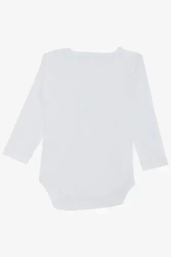 Baby Boy Snap Bodysuit Zoo Friendly Animals Printed 9 Months-3 Years, White-White - 3