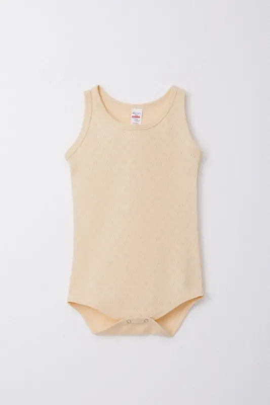 Baby Boy Snap-Button Athletic Romper Bodysuit Jacquard 9 Months-3 Years, Cream - BREEZE