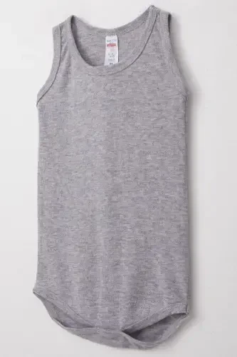 Baby Boy Snap Button Romper Bodysuit Jacquard 9 Months-3 Years, Grey Melange - 3