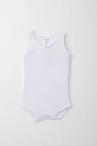 Baby Boy Snap Button Romper Bodysuit Jacquard Heart Pattern 9 Months-3 Years, White - 1