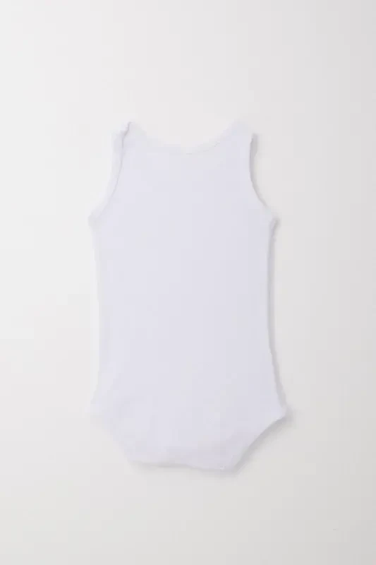 Baby Boy Snap Button Romper Bodysuit Jacquard Heart Pattern 9 Months-3 Years, White - 2