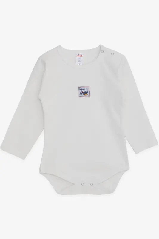 Baby Boy Snap-Front Bodysuit Construction Print 9 Months-3 Years, Off White-Off White - BREEZE