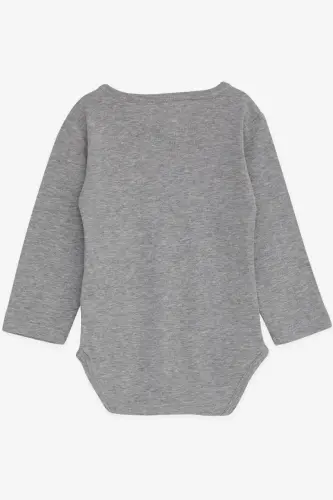 Baby Boy Snapsuit Teddy Bear Print 9M-3Y, Dark Gray Melange - 2
