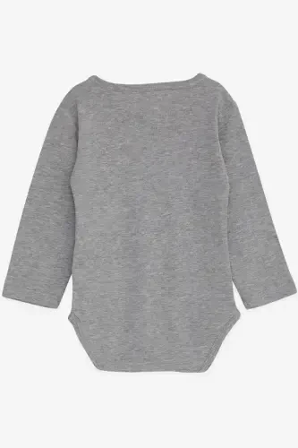 Baby Boy Snapsuit Teddy Bear Print 9M-3Y, Dark Gray Melange - BREEZE (1)